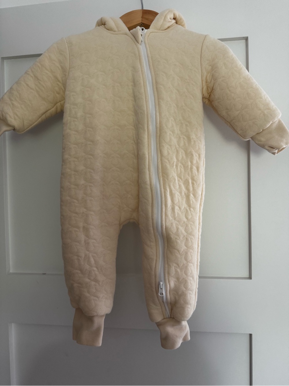 Cozy Cream Quilted Hooded One-Piece for Kids